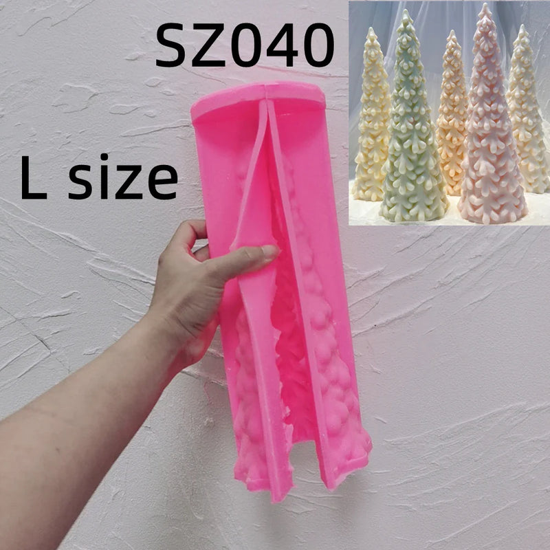 27.2CM Snow Covered Pine Christmas Tree Silicone Candle Mold