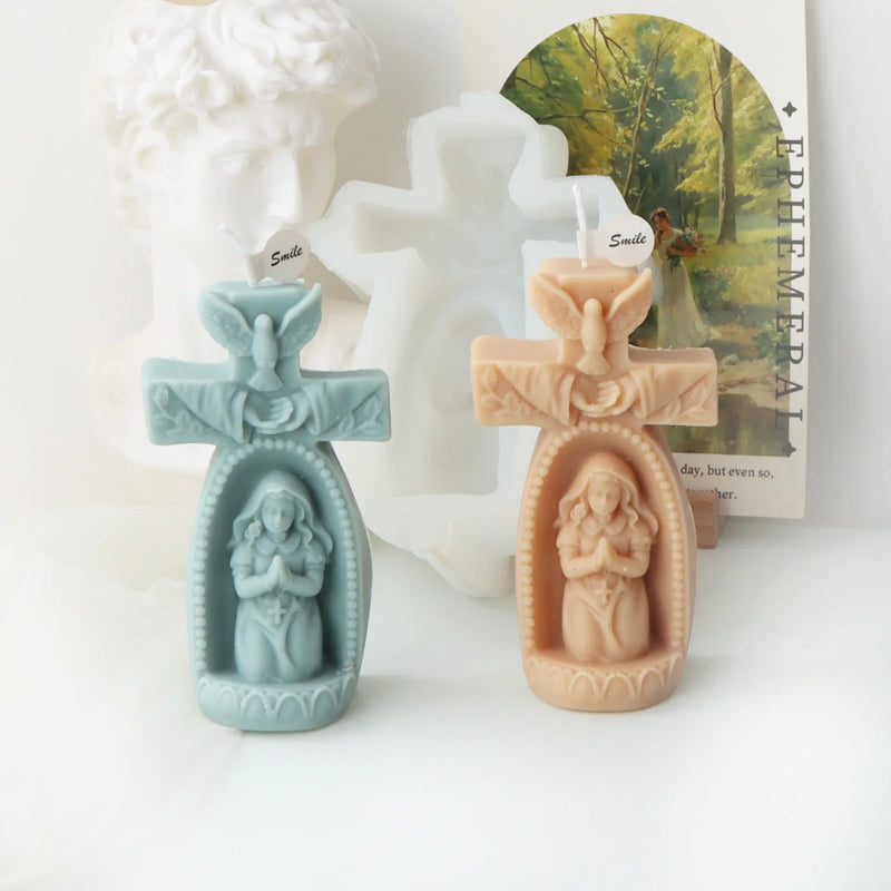 Cross Angel Boy and Girl Church Candle Mold