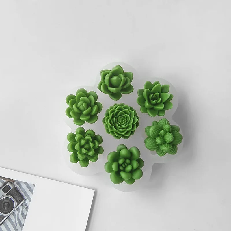 succulent mold silicone 7 in 1 Succulent Candle Mold – Molds Shop