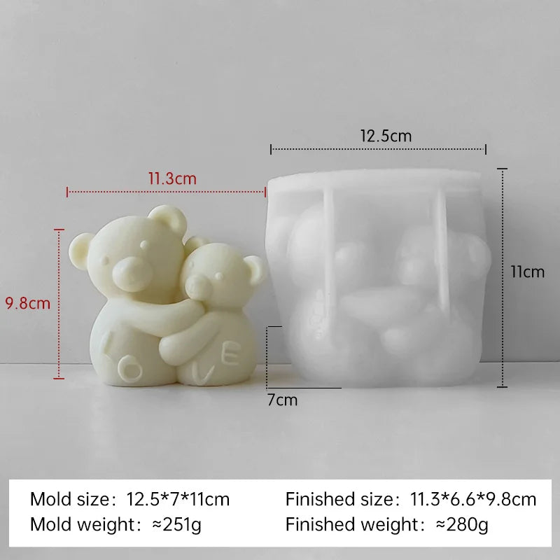 3D Love Bear Aroma Candle Silicone Mold