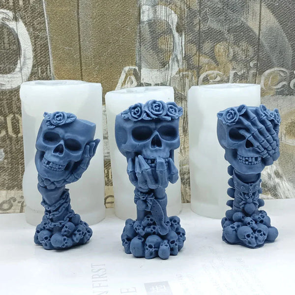 Halloween Skull Rose Candle Mold