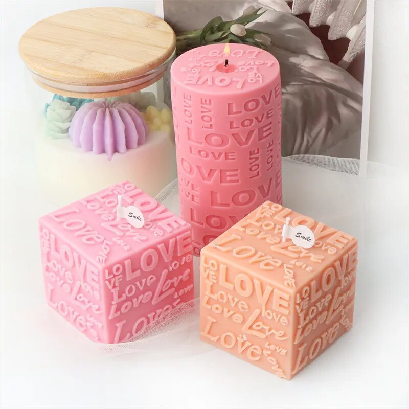 LOVE Cube & Cylindrical Candles Mold