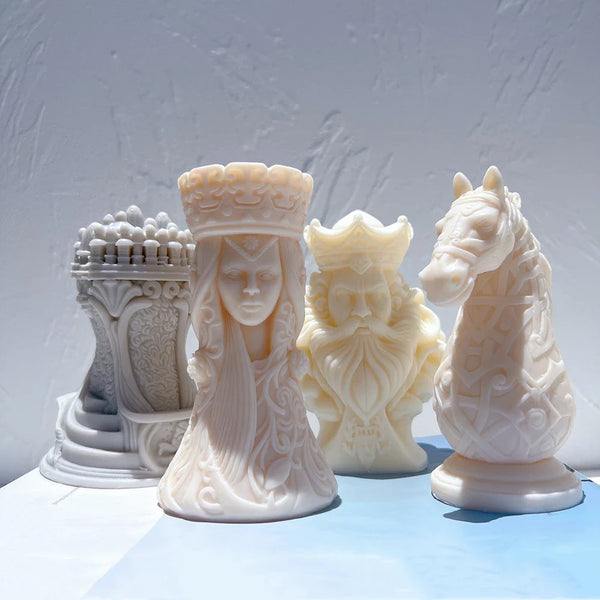 Chess King Queen Knight Rook Candle Mold