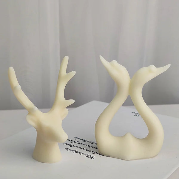 Swan Love and fidelity and Sika Deer Elk Antler Silicone Candle Mold