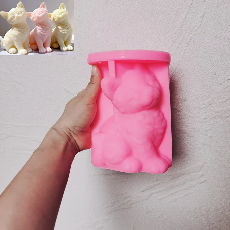 Sitting Cute Cat Silicone Candle Mold