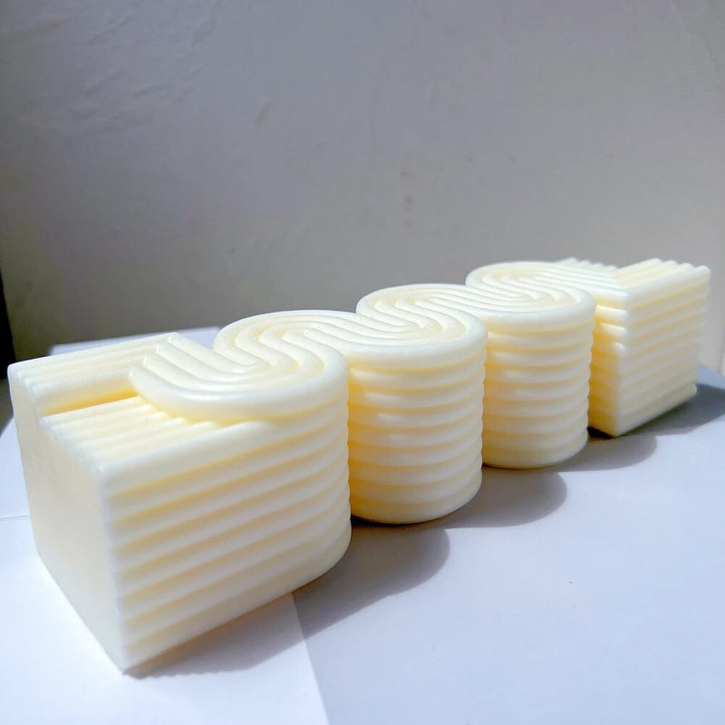 Aesthetic Wave Stripped Pillar S Shape Candle Mold