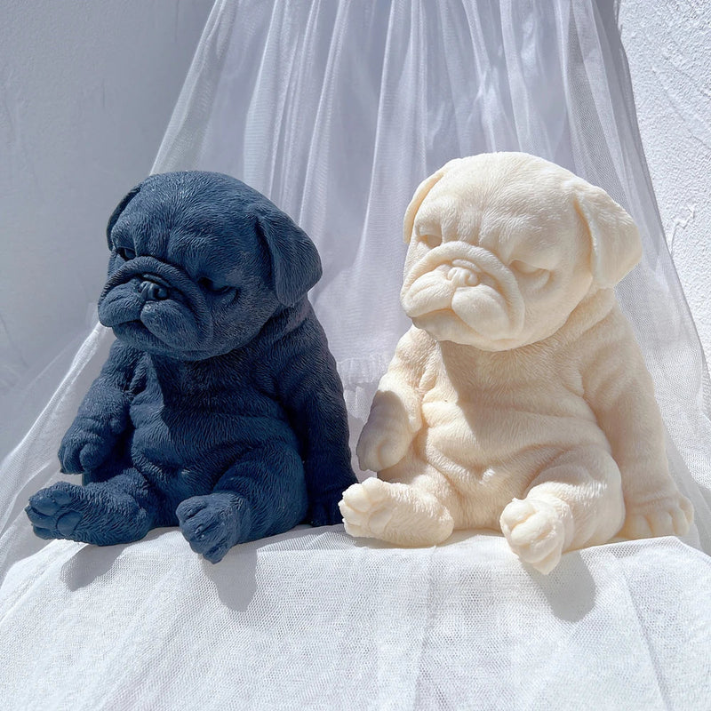 Sitting Sleeping Pug Puppy Candle Mold