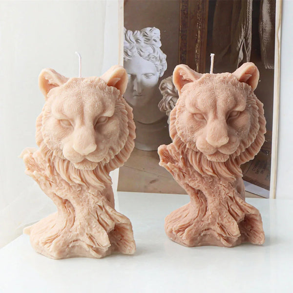 Tiger Head Tree Stump Silicone Candle Mold