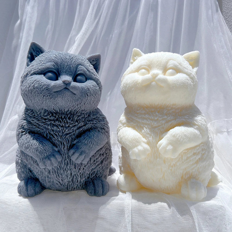 Standing Cute Cat Candle Silicone Mold
