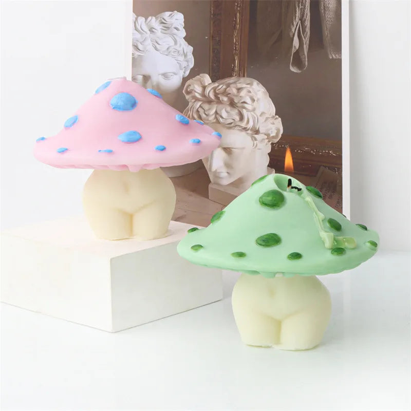 Mushroom Top and Halfbody Bottom Silicone Candle Mold