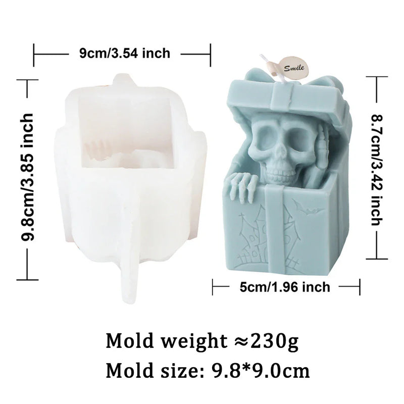 Skull Head Gift Box Candle Silicone Mold