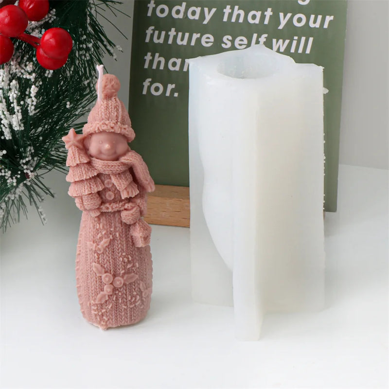 Snowman Christmas Tree Candle Silicone Mold