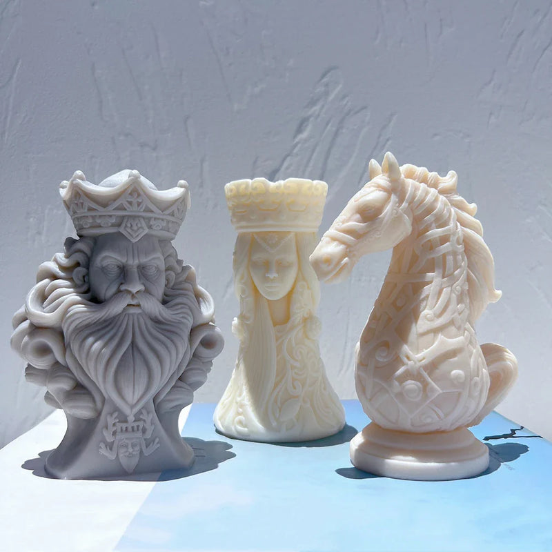 Chess King Queen Knight Rook Candle Mold