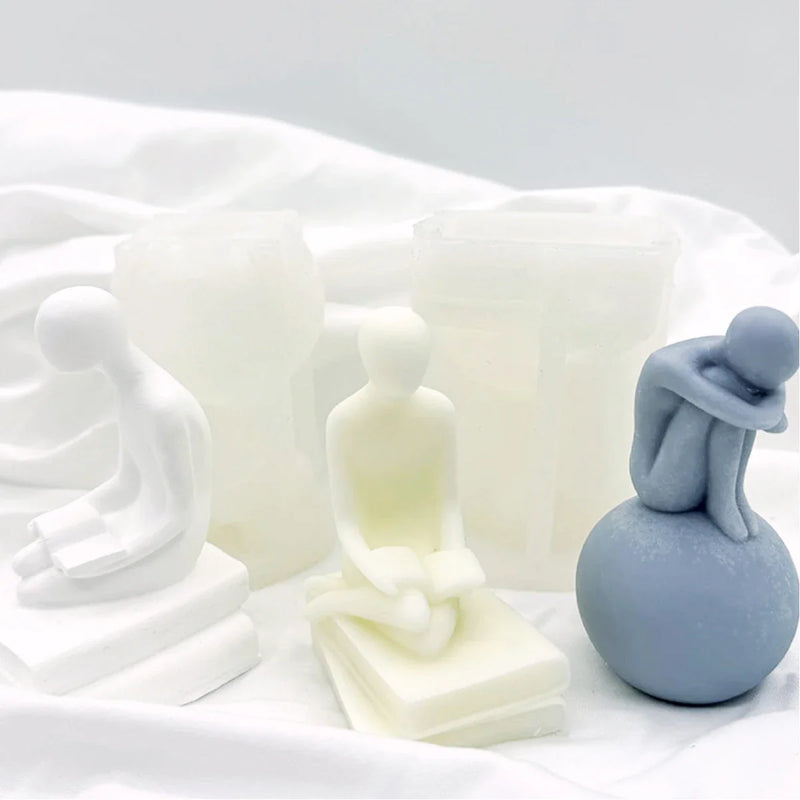 Alone Human Sculpture Candle Mold Silicone