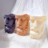 Greek Half Head Beard Man Sculpture Silicone Candle Mold