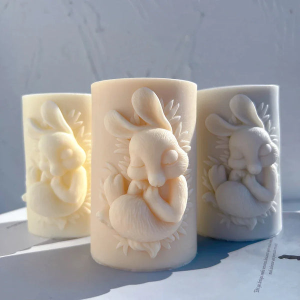 Easter Bunny Pillar Candle Mold Silicone