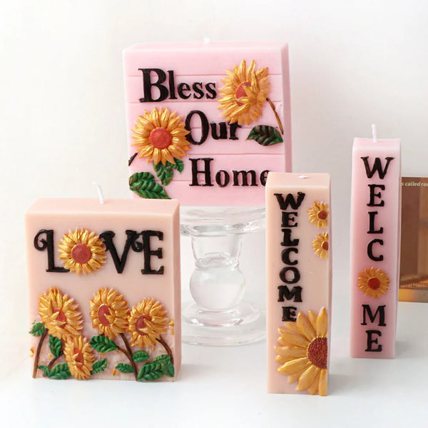 Sunflower Letters Slogan Candle Mold