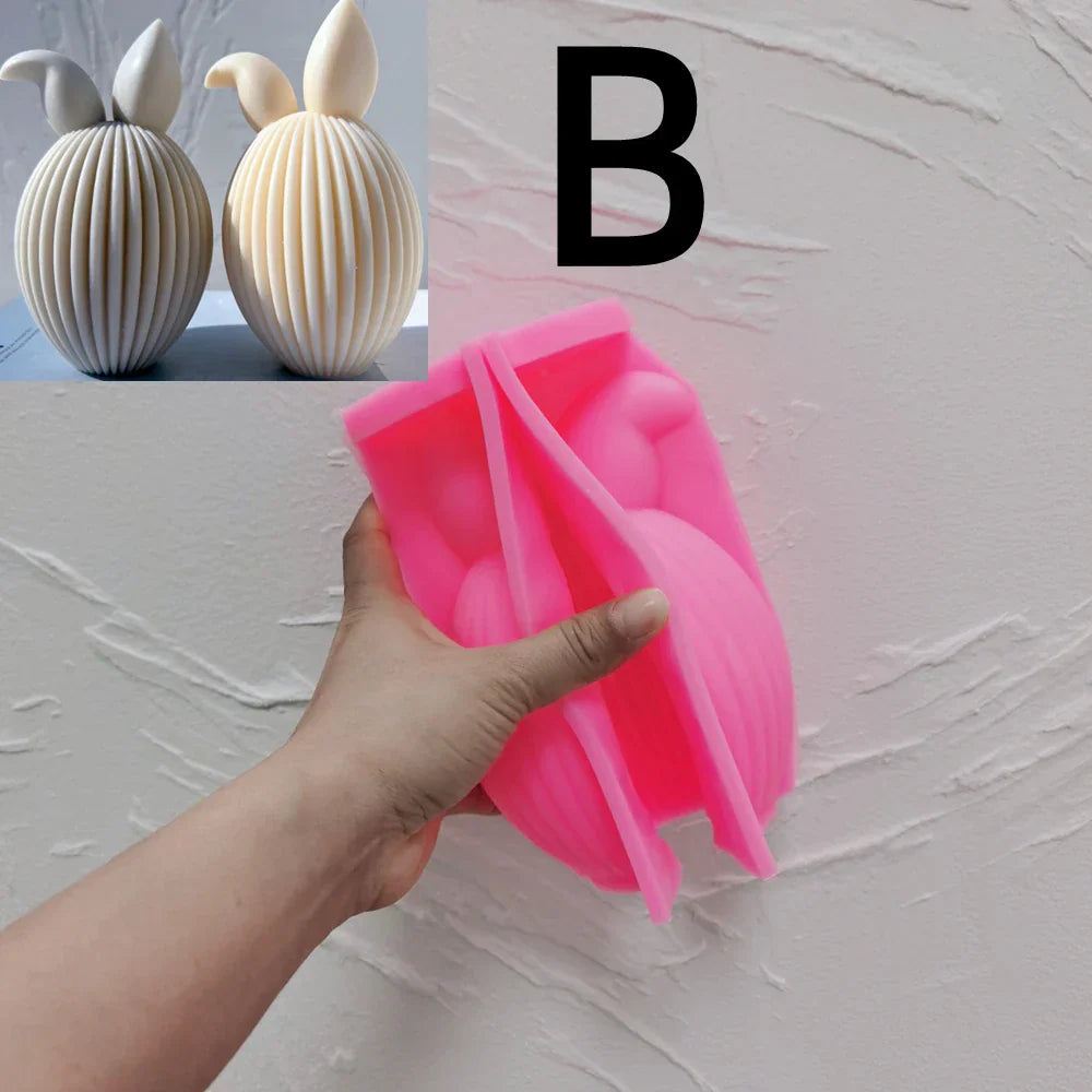 Ribbed Egg Rabbit Ear Candle Mold