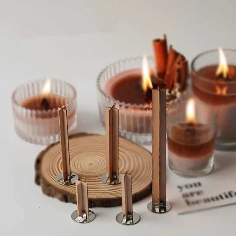 Cross Wooden Candle Wicks with Bases - DIY Supplies