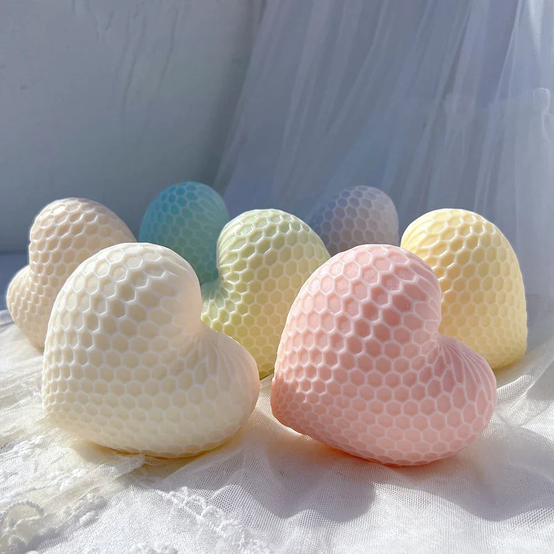 Honeycomb Pattern Heart Shape Candle Mold