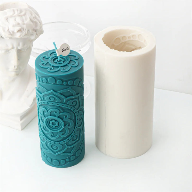 Cylinderical Relief Pattern Candle Mold Silicone