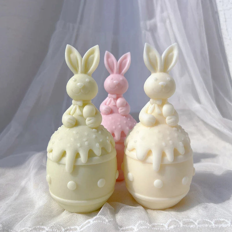 Three Designs Easter Egg Rabbit Silicone Candle Molds