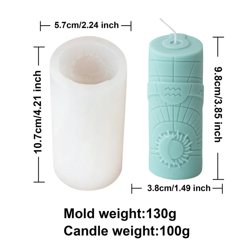 3D Constellation Pillar Candle Mold for Zodiac Designs