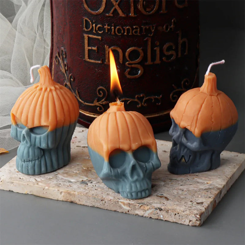 DIY Halloween Evil Pumpkin Skull Candle Mold