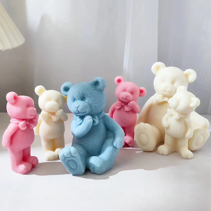 Bowtie Bear Family Candle Mold