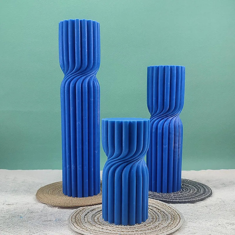Cylindrical Stripe Pillar Candle Mold