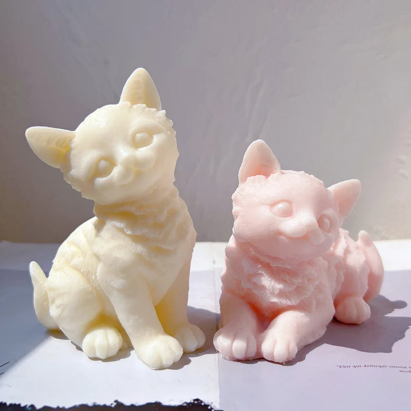 Sitting Cute Cat Silicone Candle Mold