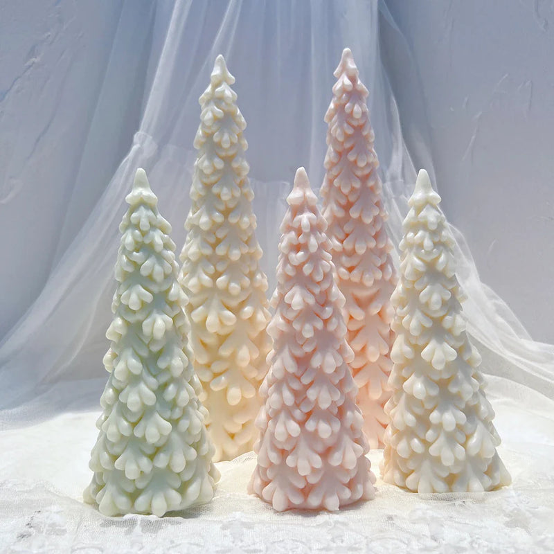 27.2CM Snow Covered Pine Christmas Tree Silicone Candle Mold