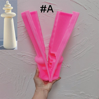 Cylindrical Striped Pillar Candle Mold