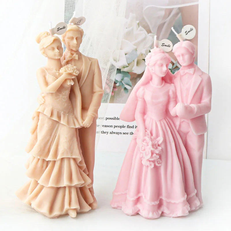 Bride and groom Wedding Ceremony Candle Mold Silicone