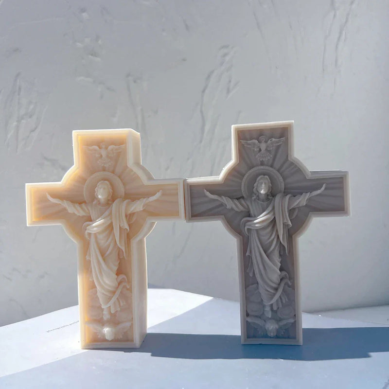 Jesus Statue Cross Candle Mold Silicone