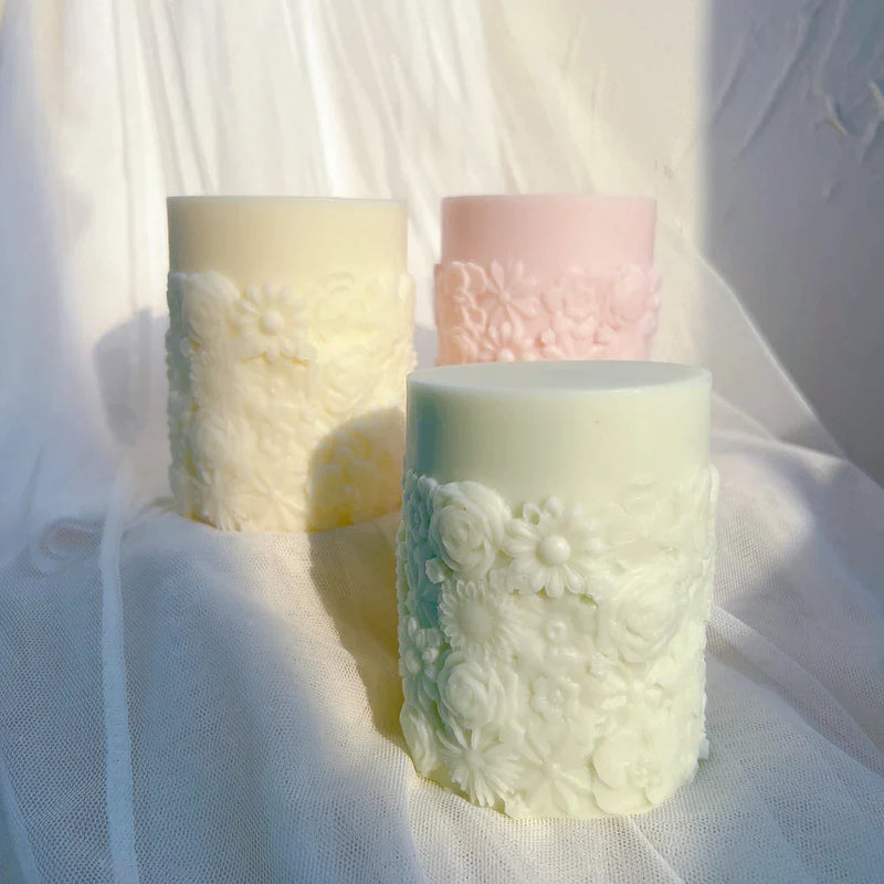 Flower Pillar Candle Mold for Floral Home Decor