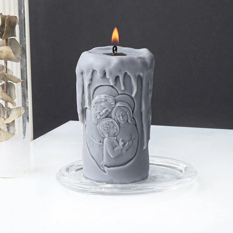 Cylindrical Jesus Family Candle Mold