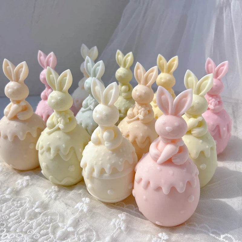 Three Designs Easter Egg Rabbit Silicone Candle Molds