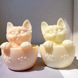 Cute Cup Cat Candle Mold Silicone