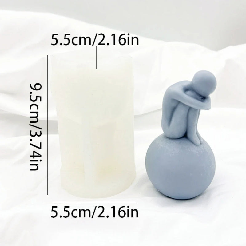 Alone Human Sculpture Candle Mold Silicone