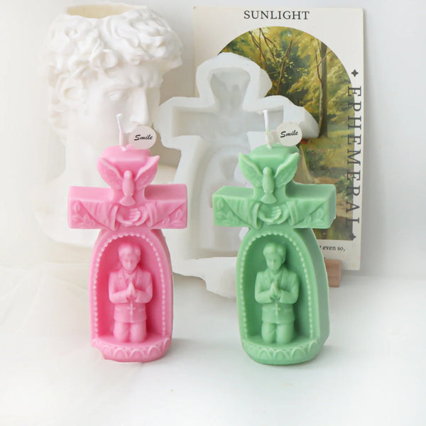 Cross Angel Boy and Girl Church Candle Mold