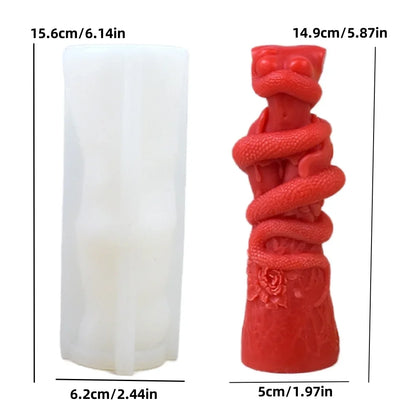 Snake Wrapped Women Body Pillar Silicone Candle Mold