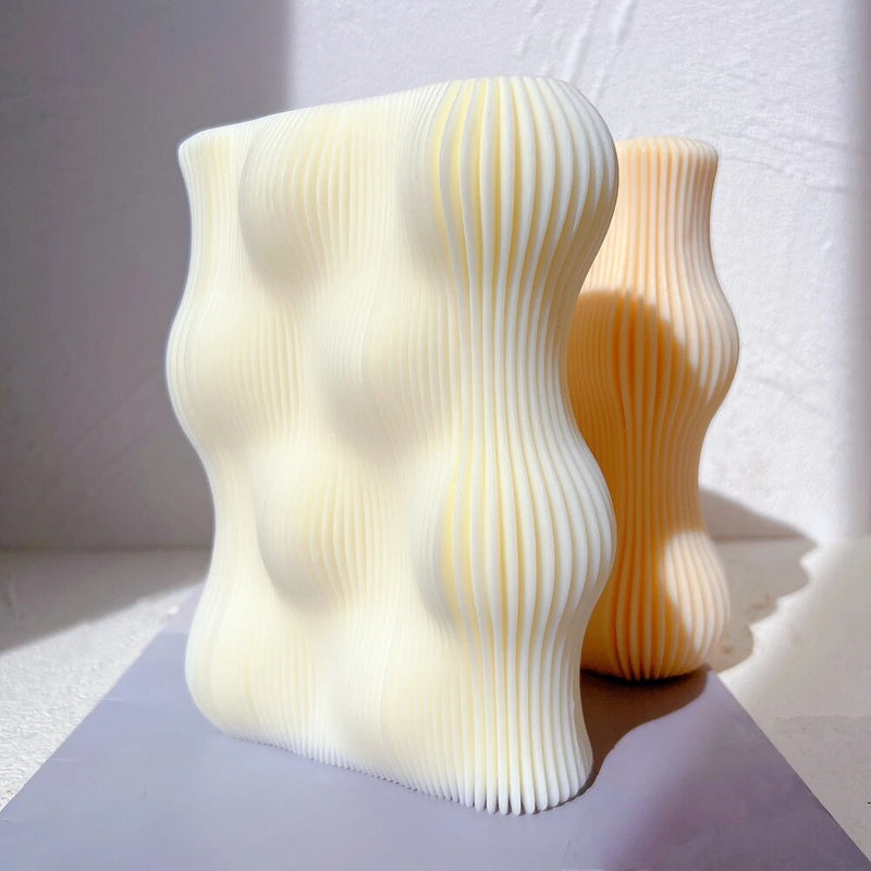 Wave Twirl Rectangle Ribbed Candle Molds