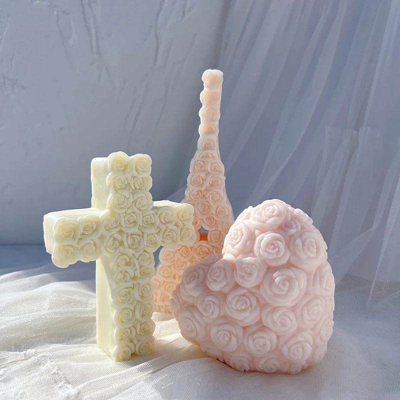 Rose Cross Candle Mold