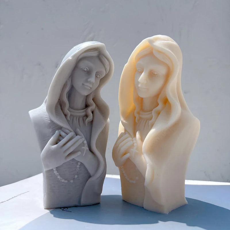 Praying Virgin Mary Sculpture Silicone Candle Mold