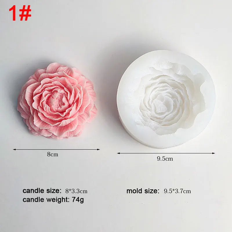 Big Peony Rose Flower Candle Silicone Mold