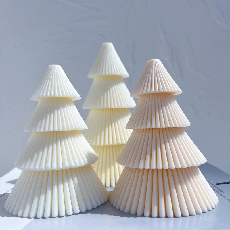 Ball Ribbed Christmas Tree Candle Molds