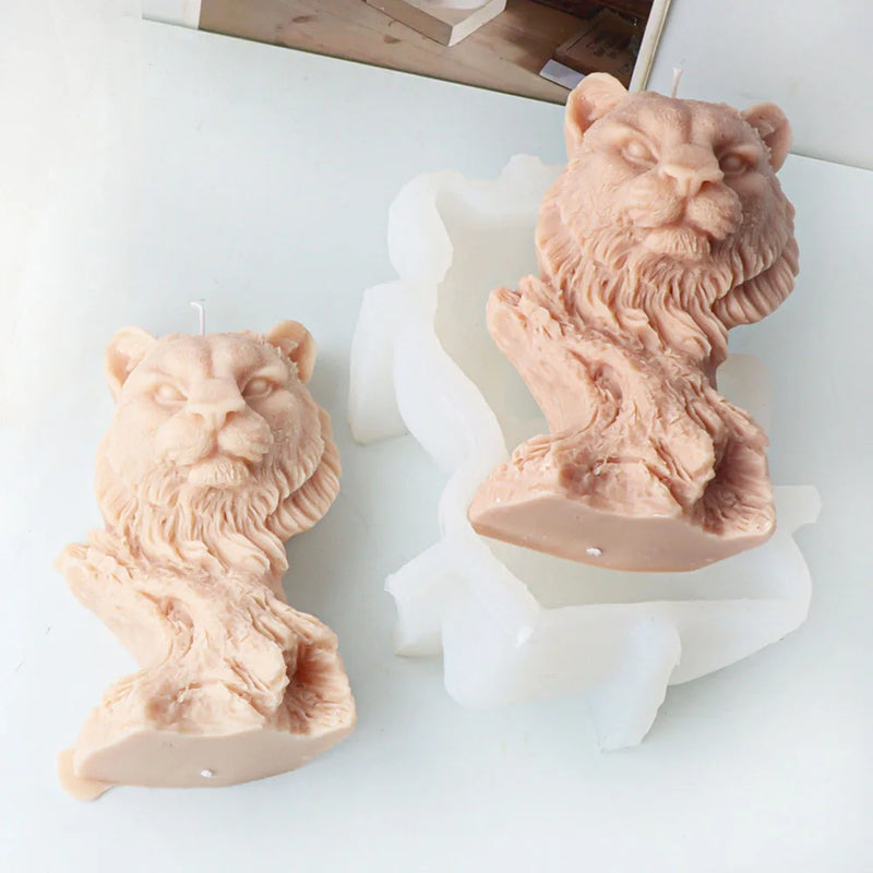 Tiger Head Tree Stump Silicone Candle Mold