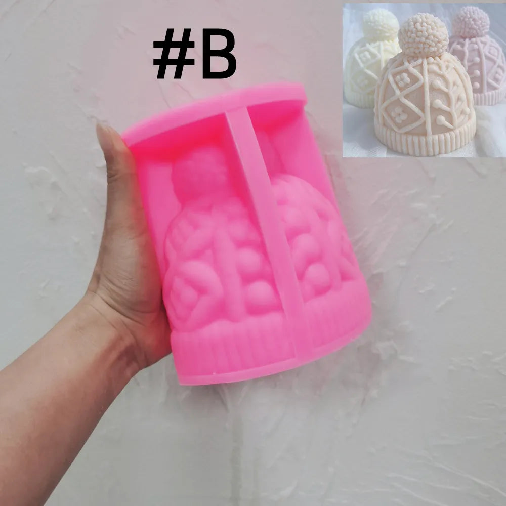 Christmas Winter knitted Hat Silicone Candle Mold