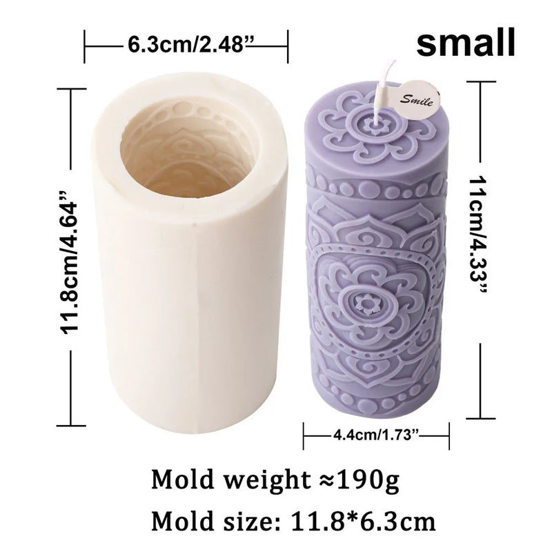 Cylinderical Relief Pattern Candle Mold Silicone